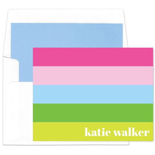 Pastel Stripes Folded Note Cards